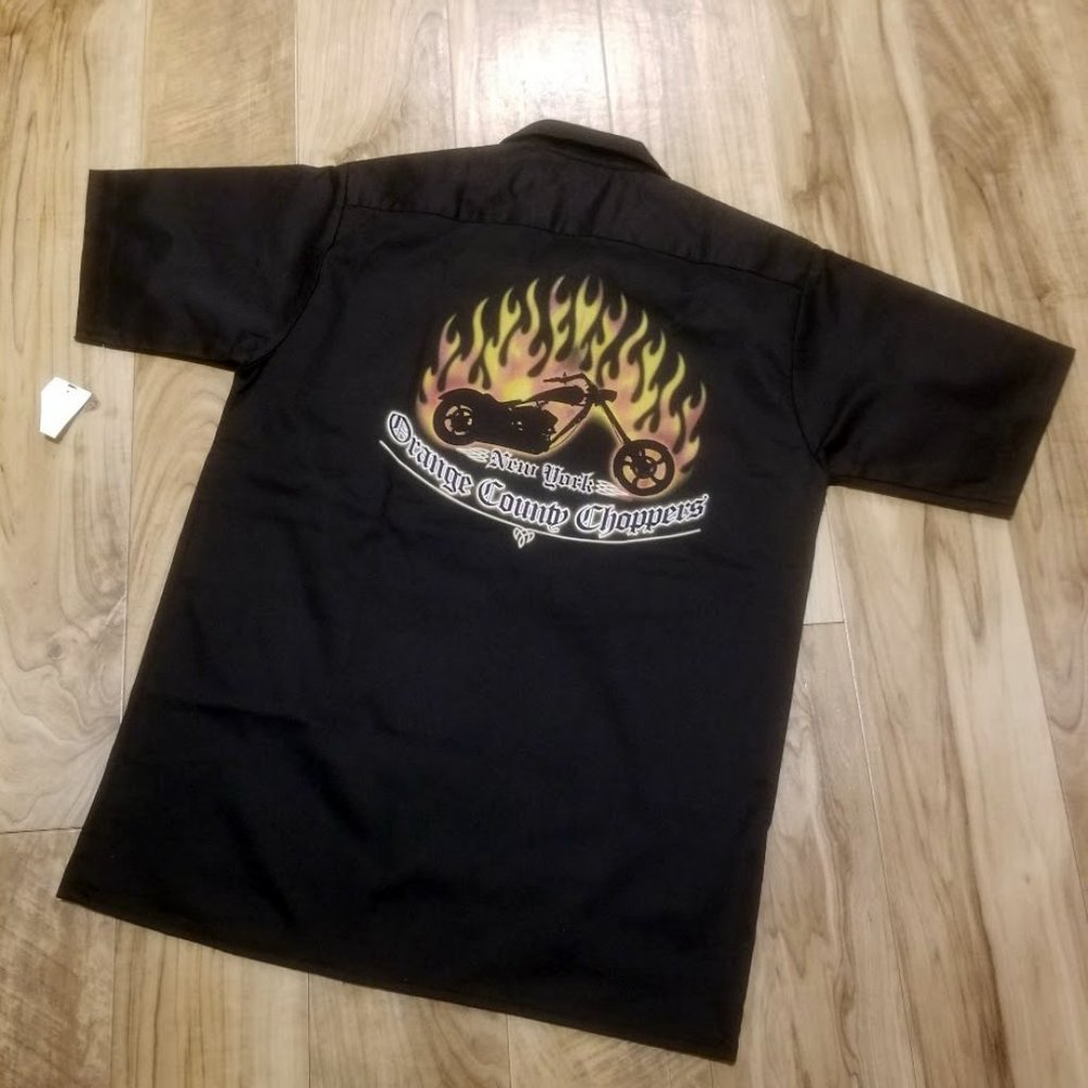 Vintage Orange County Choppers Button Down Work Shirt Mens Size M Black Garage M